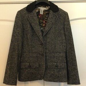 CAbi Vintage Tweed Wool Blend Riding Jacket Size 8